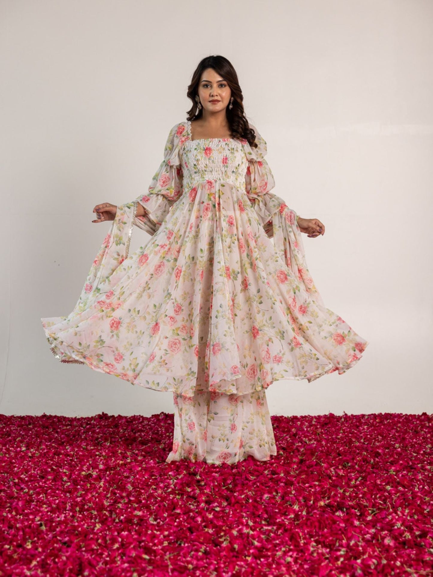 ONEWE INDIA Off White Priya Sharara (Set of 3)