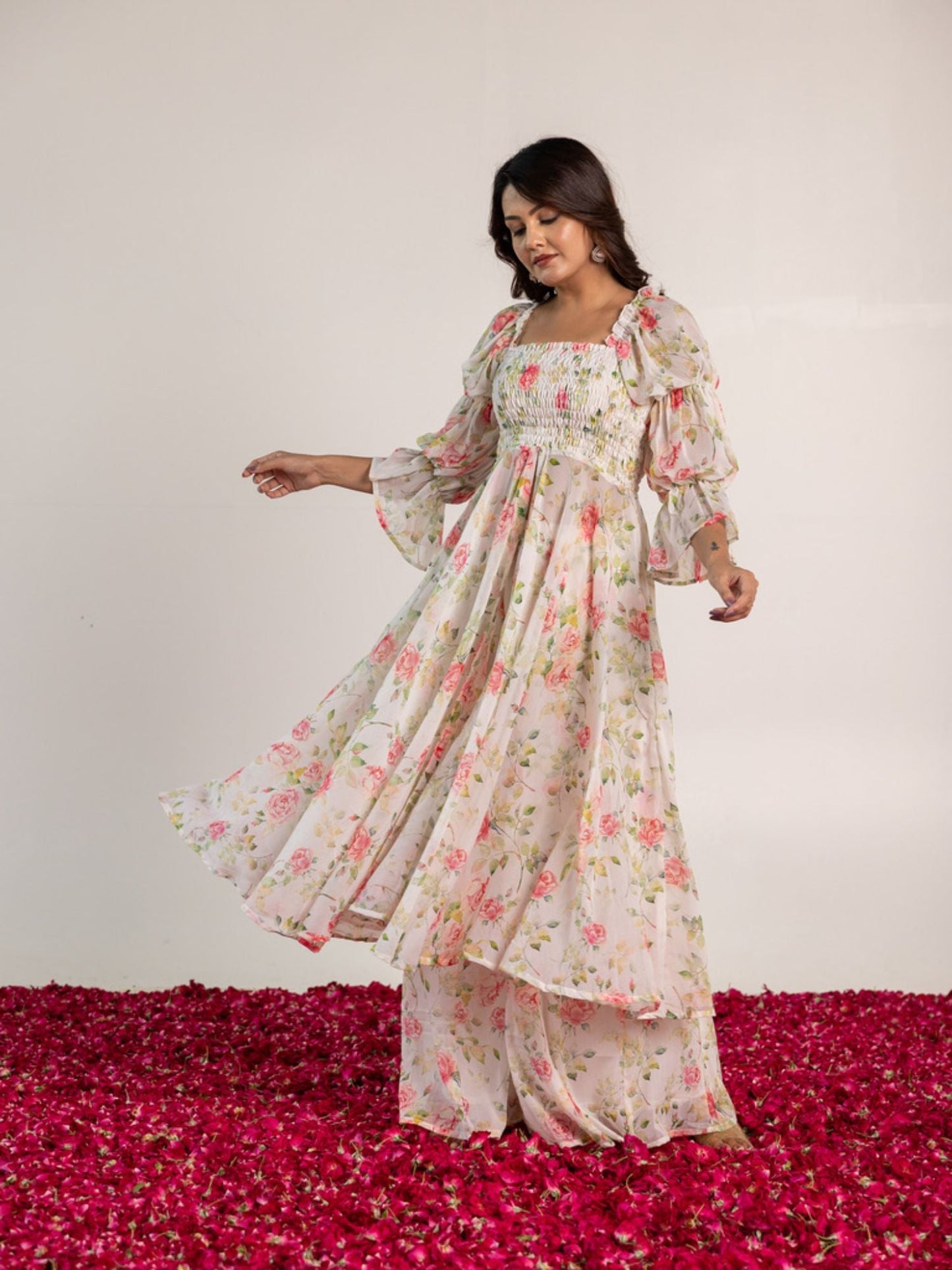 ONEWE INDIA Off White Priya Sharara (Set of 3)