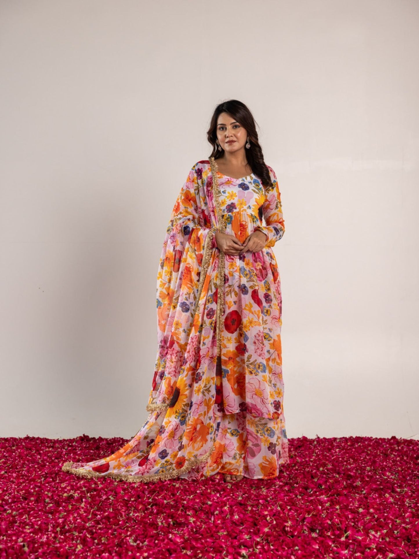 ONEWE INDIA White Rubal Sharara (Set of 3)