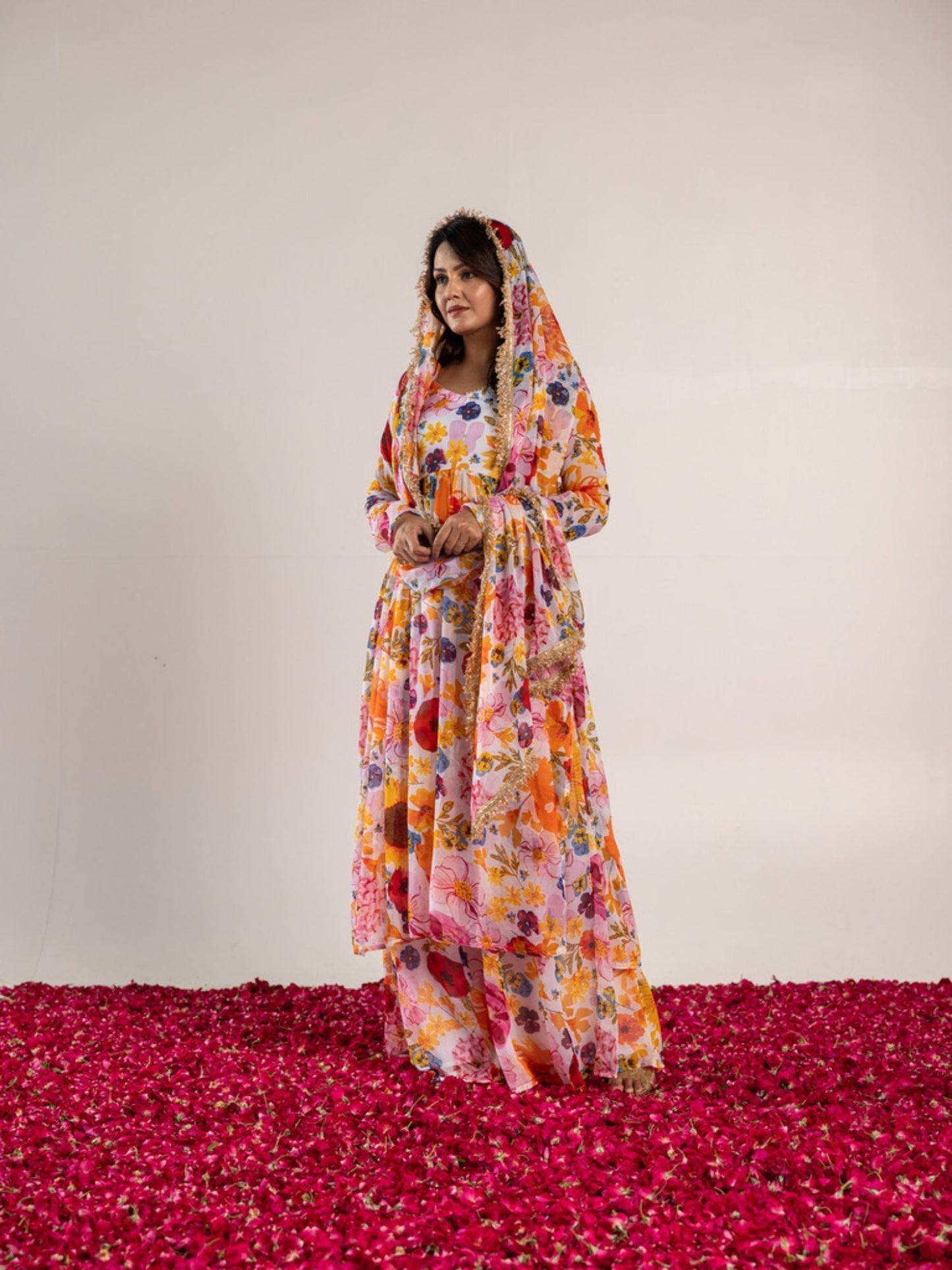 ONEWE INDIA White Rubal Sharara (Set of 3)