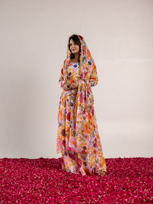 ONEWE INDIA White Rubal Sharara (Set of 3)