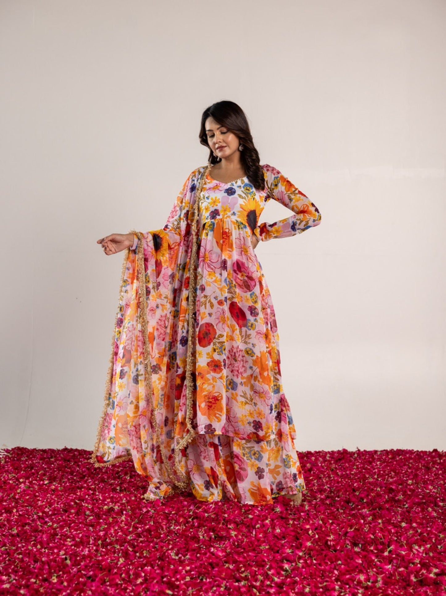 ONEWE INDIA White Rubal Sharara (Set of 3)