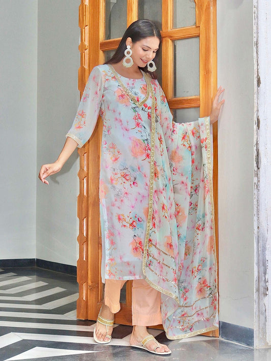 ONEWE INDIA Aaliya Suit Set (Set of 3) - Rose Gold