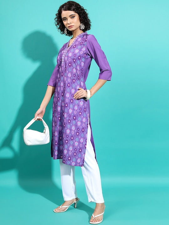 Vishudh Embroidered Flared Sleeves Thread Work Kurta