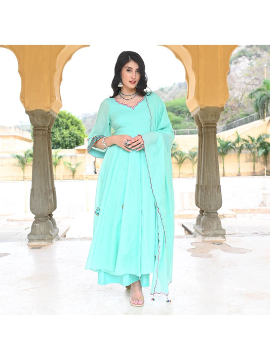 Urbanstree Aasmani Blue Anarkali (Set of 3)