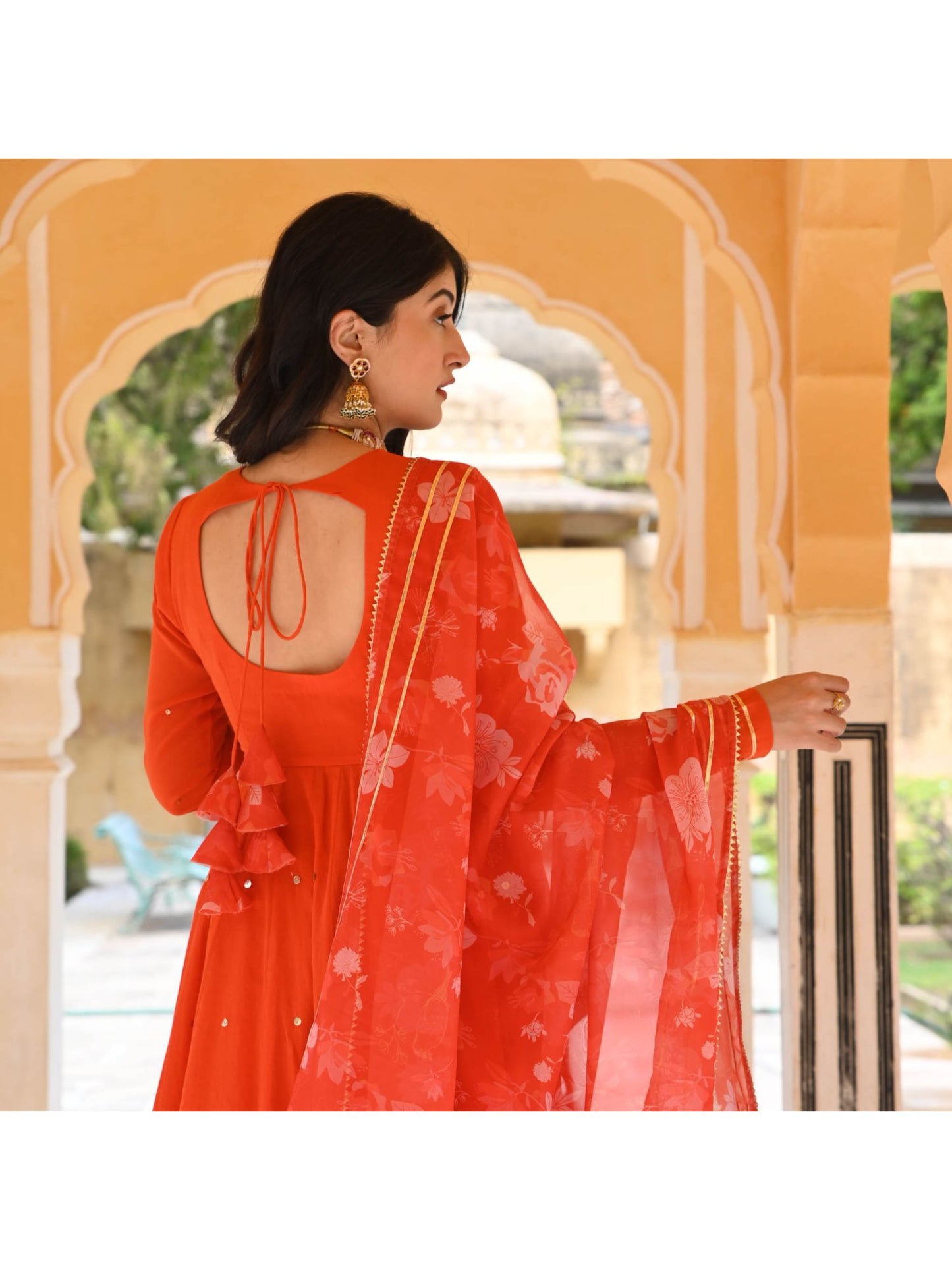 Urbanstree Tulip Orange Anarkali (Set of 3)