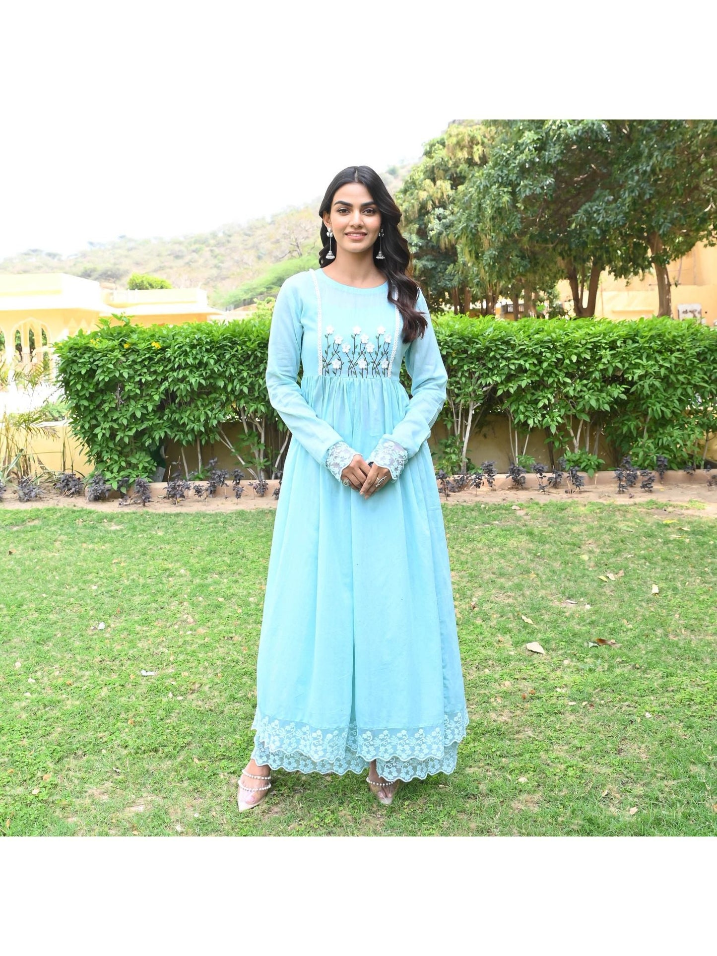 Urbanstree Saba Blue Anarkali (Set of 2)