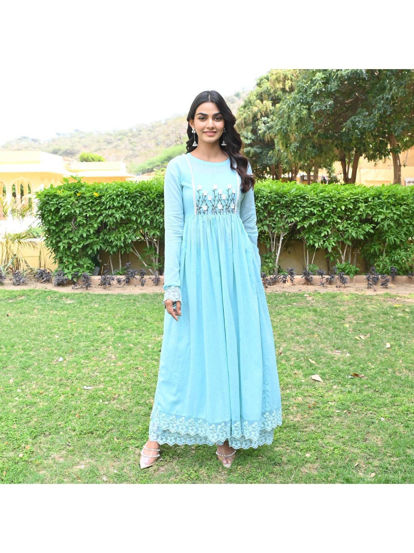 Urbanstree Saba Blue Anarkali (Set of 2)