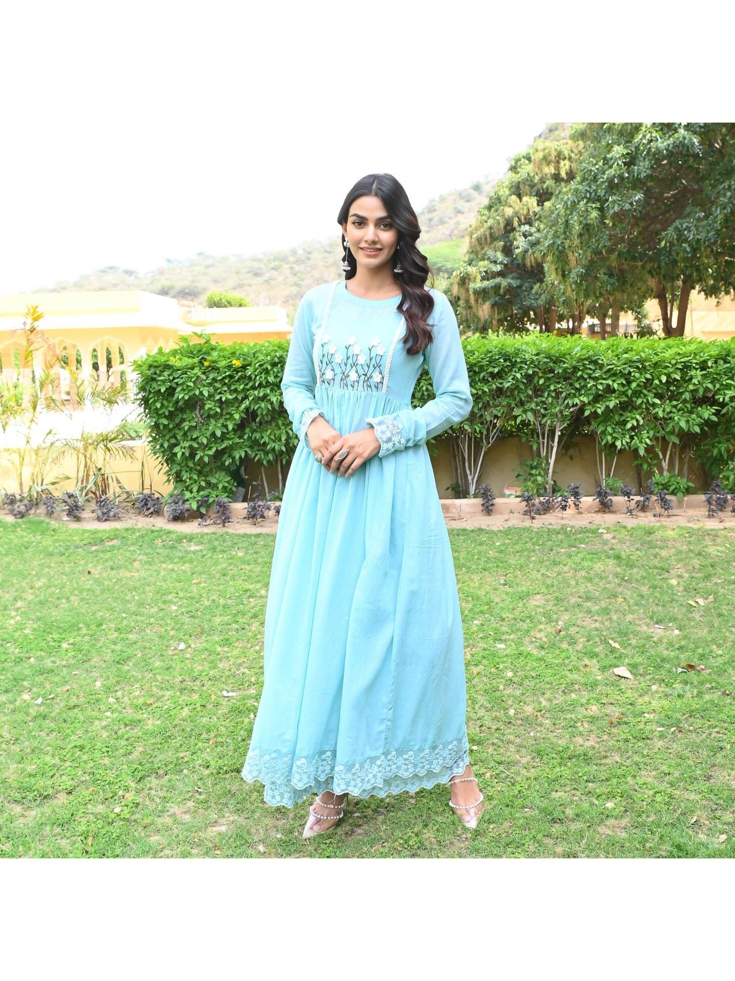 Urbanstree Saba Blue Anarkali (Set of 2)