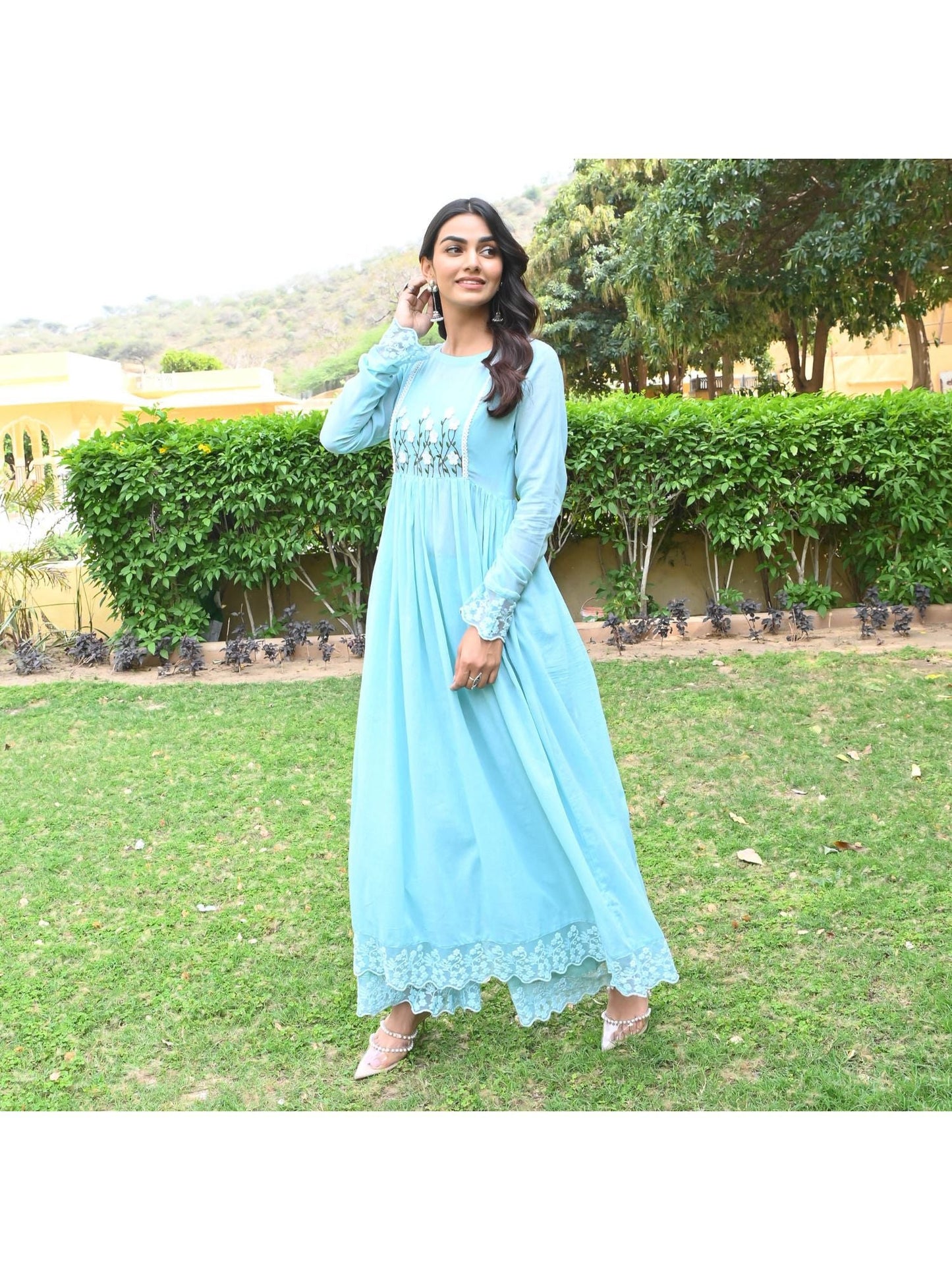 Urbanstree Saba Blue Anarkali (Set of 2)