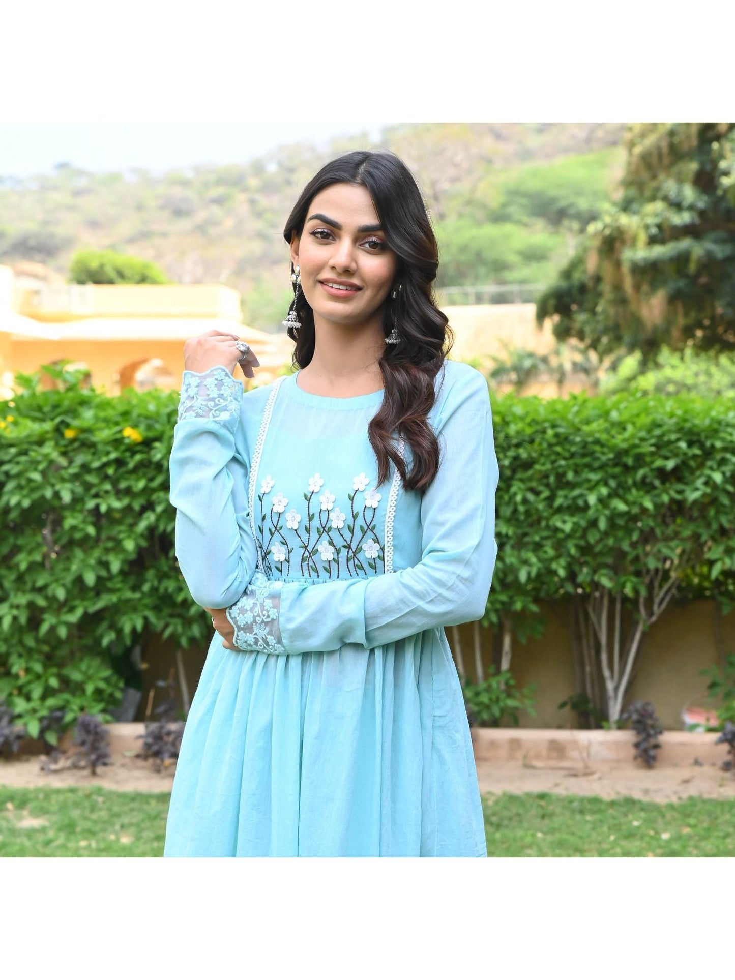 Urbanstree Saba Blue Anarkali (Set of 2)