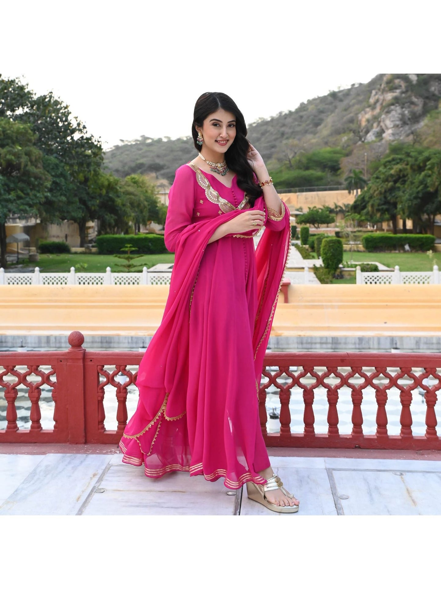 Urbanstree Malika Pink Anarkali (Set of 3)