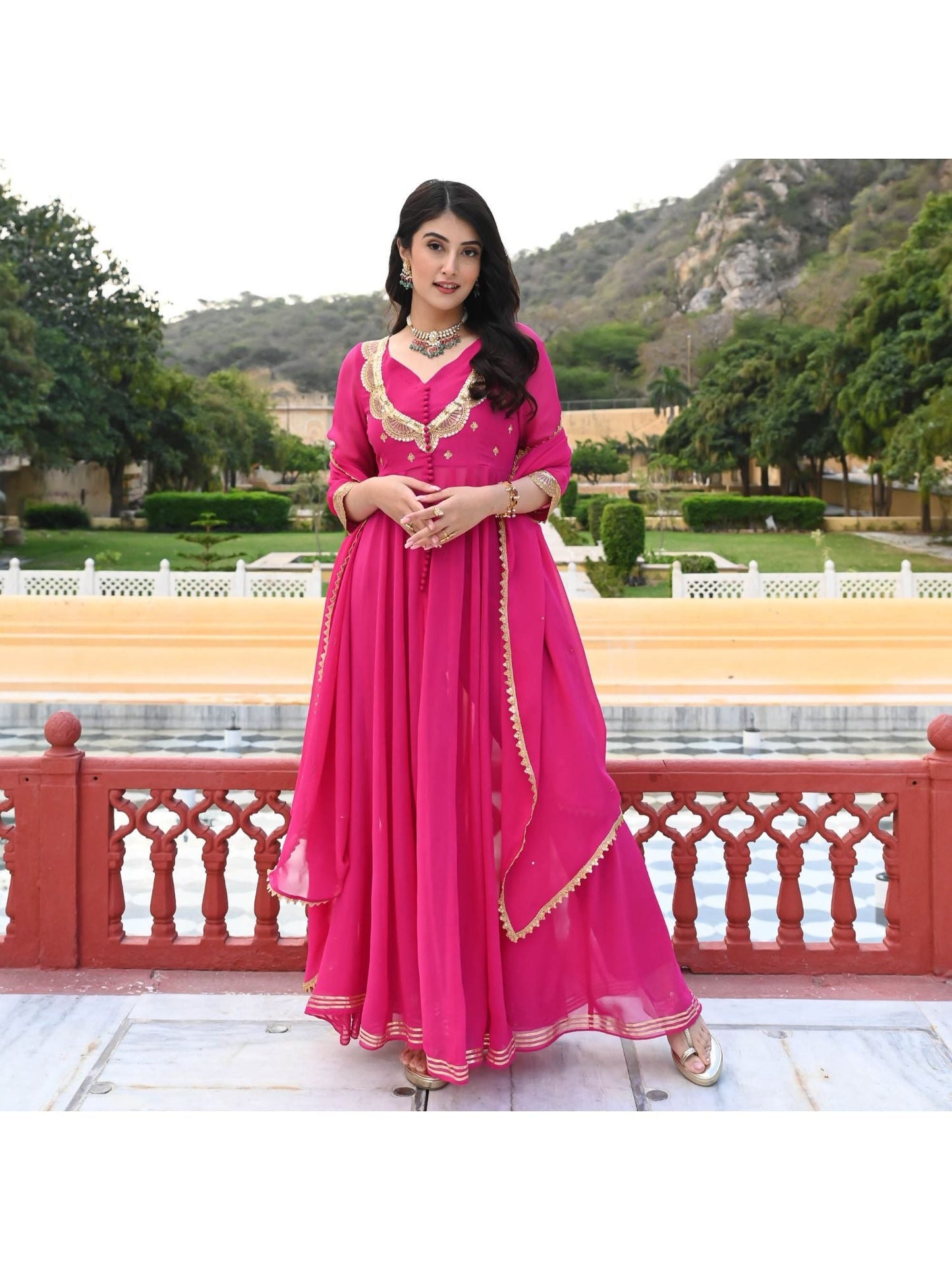 Urbanstree Malika Pink Anarkali (Set of 3)