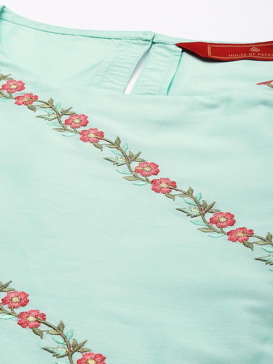 House of Pataudi Jashn Floral Embroidered Zari Work Kurta