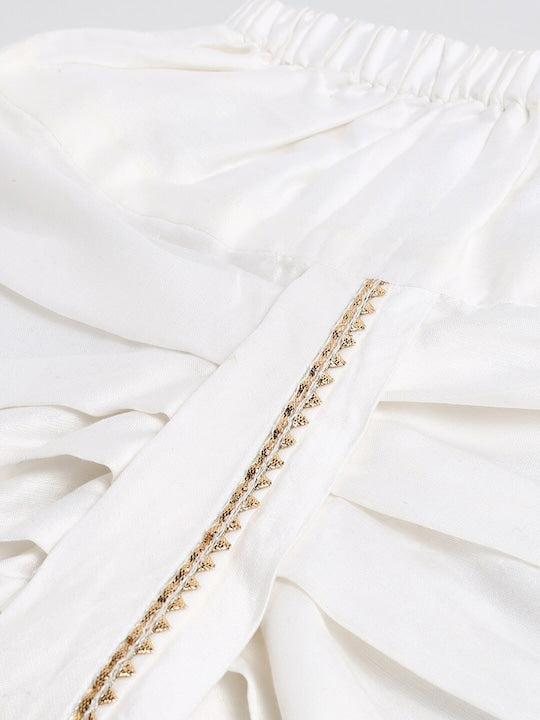 Vastramay Sishu Boys Striped Embroidered Sequinned Angrakha Kurta With Dhoti Pants