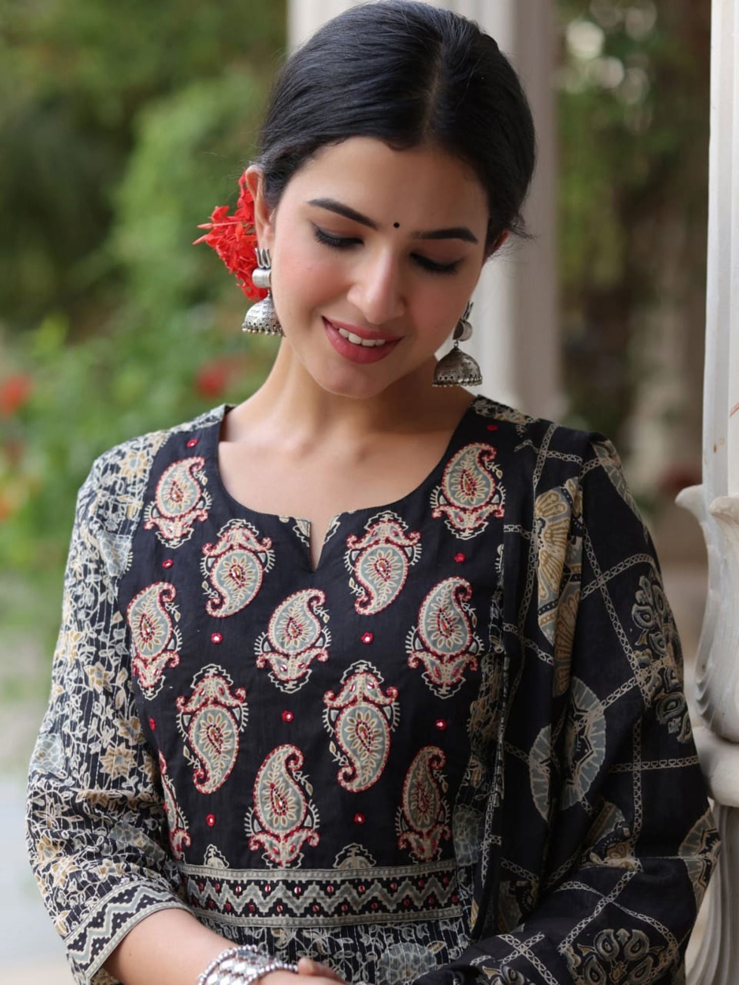 PIROH Womens Floral Print Kurta Pant Dupatta Set (Set of 3)