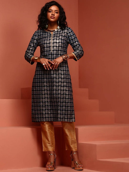 IMARA Ethnic Motifs Printed Straight Kurta