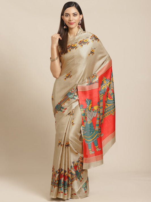 Saree mall Beige Printed Printed Saree