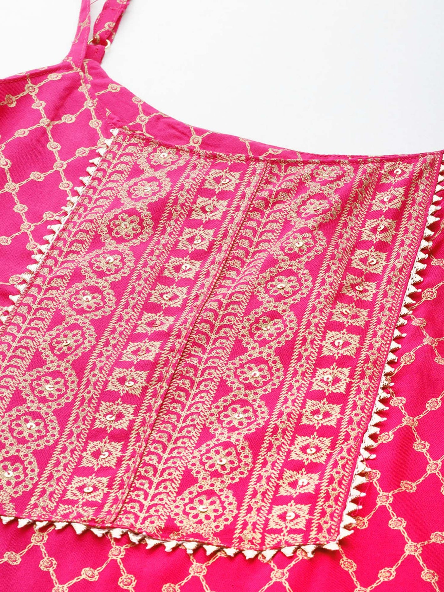 ISHIN Womens Embellished Pink Straight Kurta