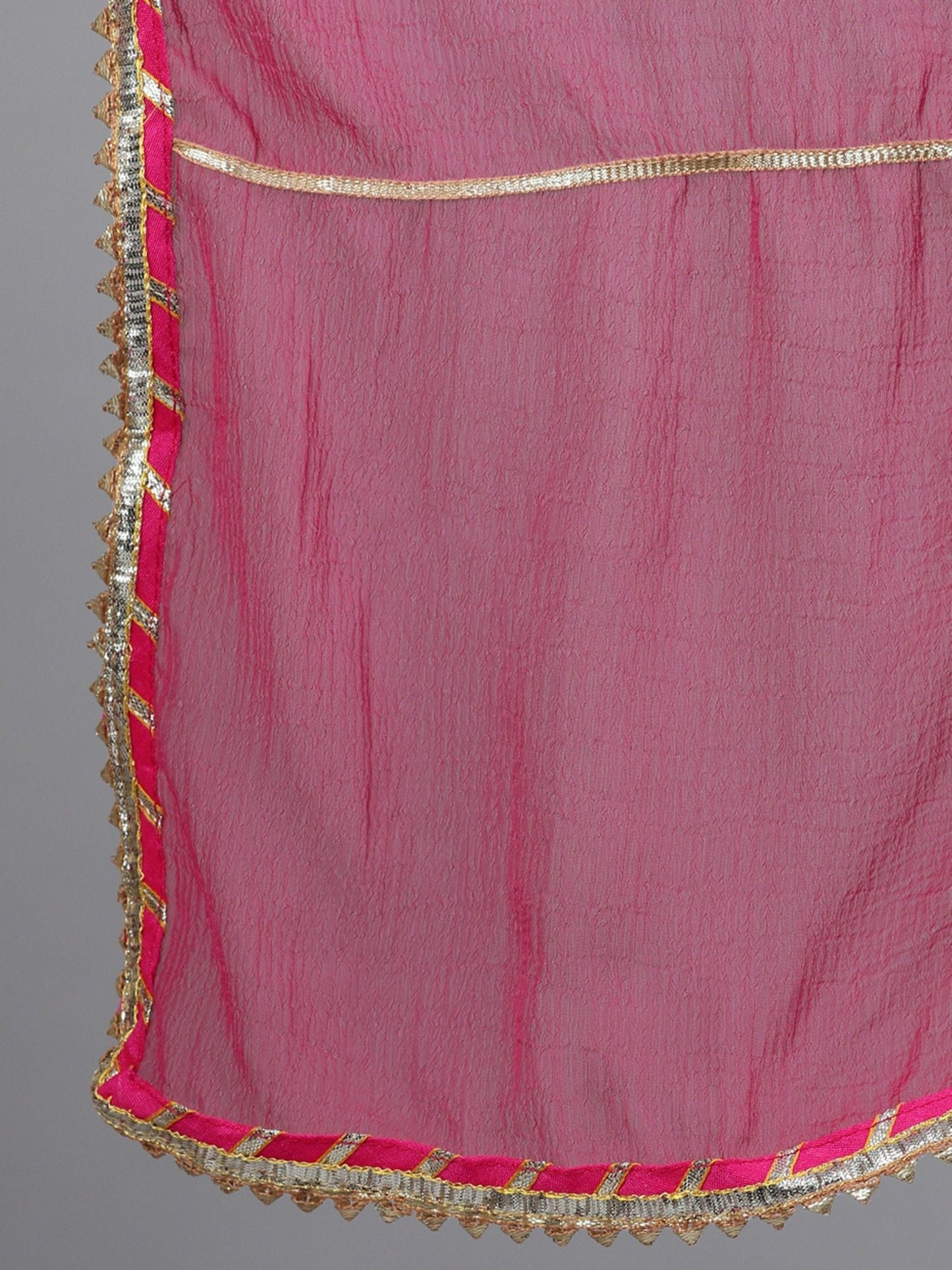 ISHIN Womens Pink Embroidered A-line Kurta Trouser Dupatta (Set of 3)