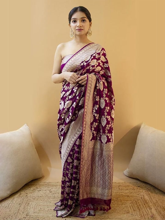 Anjaneya Sarees Woven Design Zari Banarasi Saree