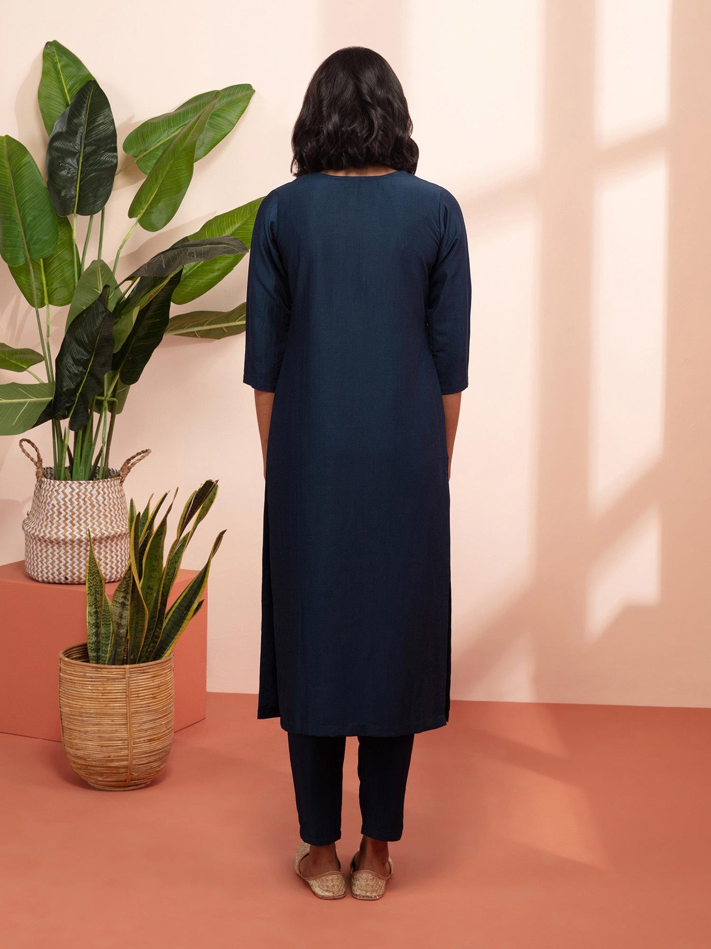 Likha Shaan-E-Avadh Navy Hand Embroidered Kurta, Pant & Dupatta LIKSKD130 (Set of 3) - M