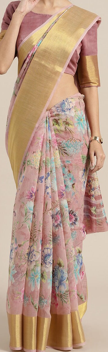 Saree mall Floral Printed Zari Sarees
