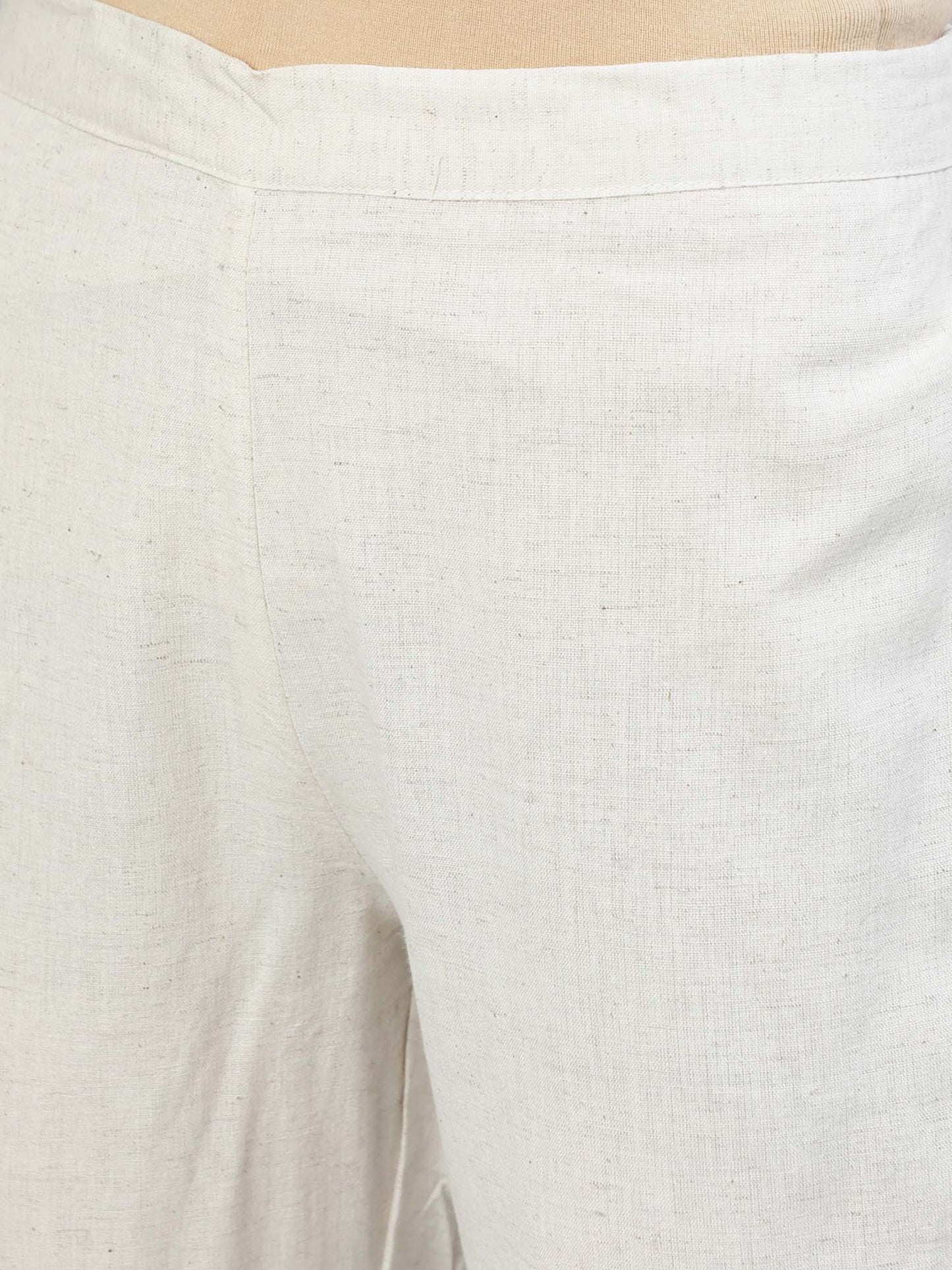 ISHIN Off Whte Embroidered A-Line Kurta With Trouser & Dupatta (Set of 3)