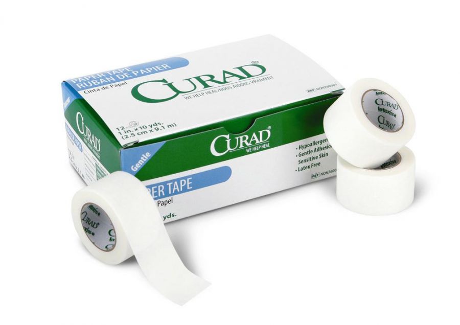 CURAD Paper Adhesive Tape, White, 1" X 10 yard, Case of 120 91473345