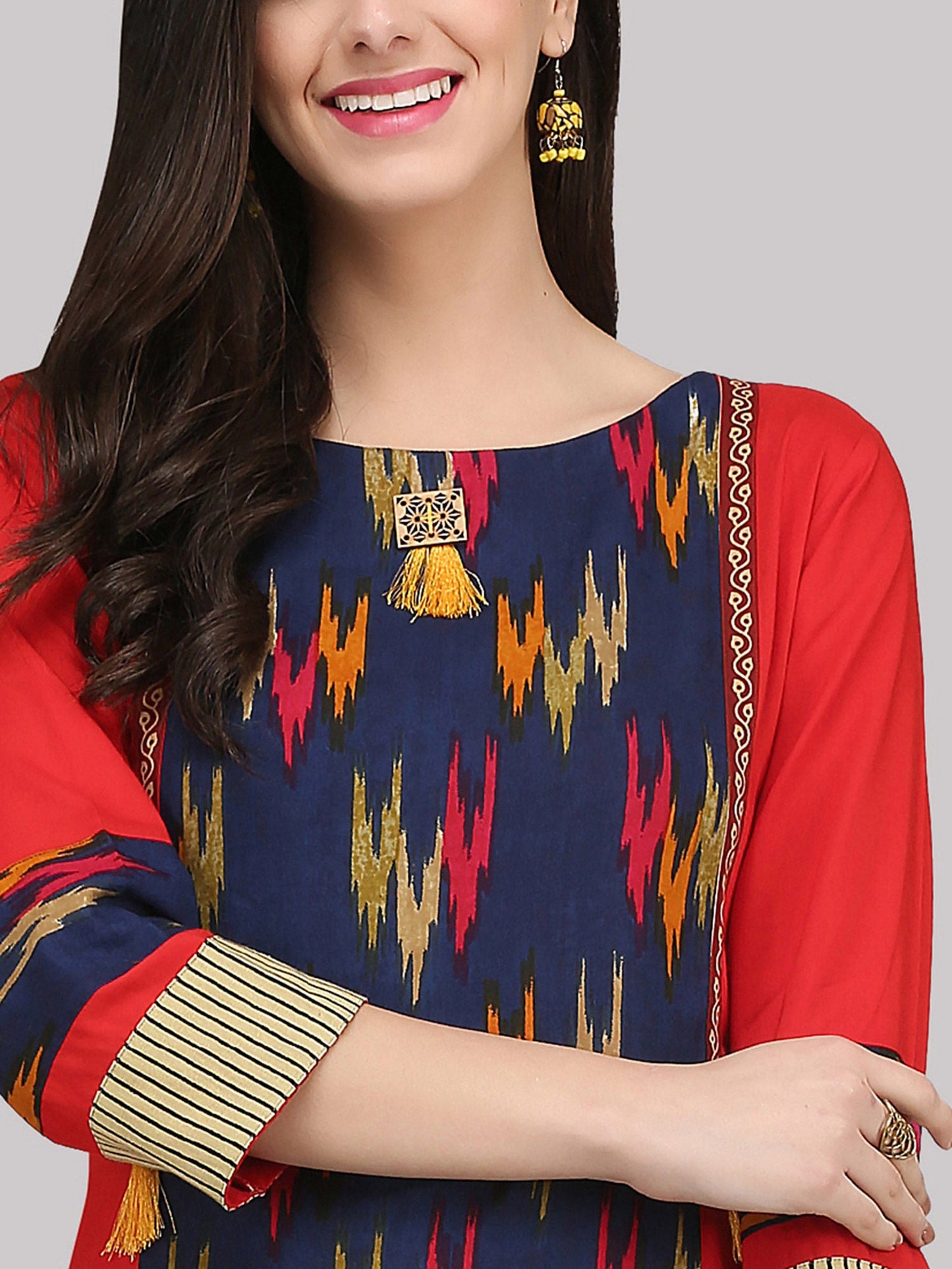 KSUT Red Printed Straight Kurta