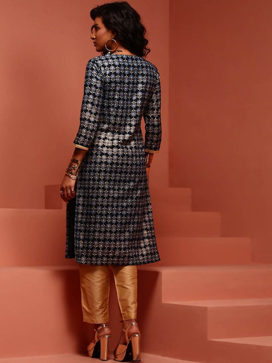 IMARA Ethnic Motifs Printed Straight Kurta