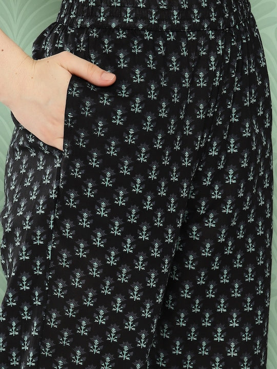 Yufta Women Floral Printed Regular Pure Cotton Kurta with Trousers & With Dupatta