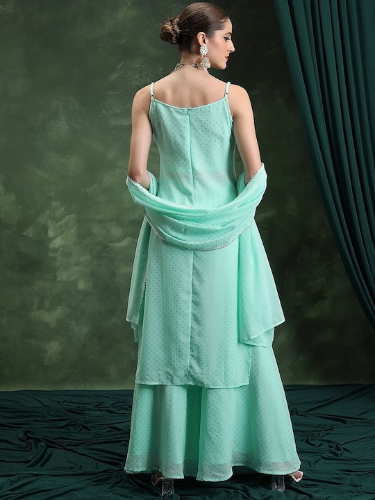 Vishudh Embroidered Regular Kurta with Sharara & Dupatta