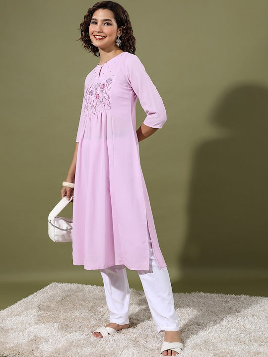 Vishudh Floral Embroidered Thread Work Kurta