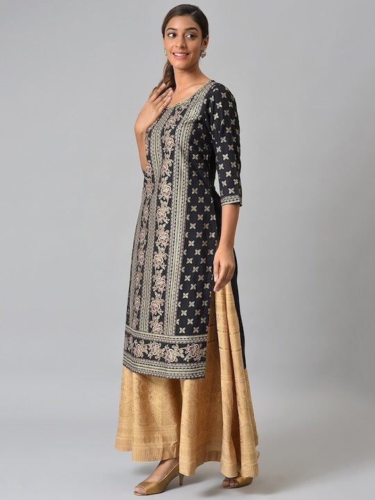 Aurelia Ethnic Motifs Printed Sequinned Straight Kurta