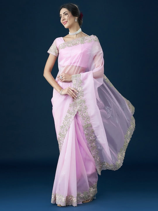 Kasee Ethnic Motifs Embroidered Zari Saree