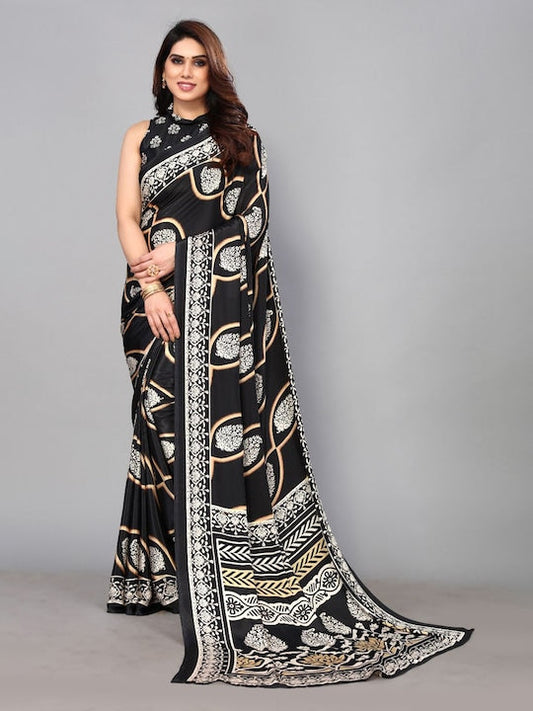 Fabmora Floral Pure Crepe Saree
