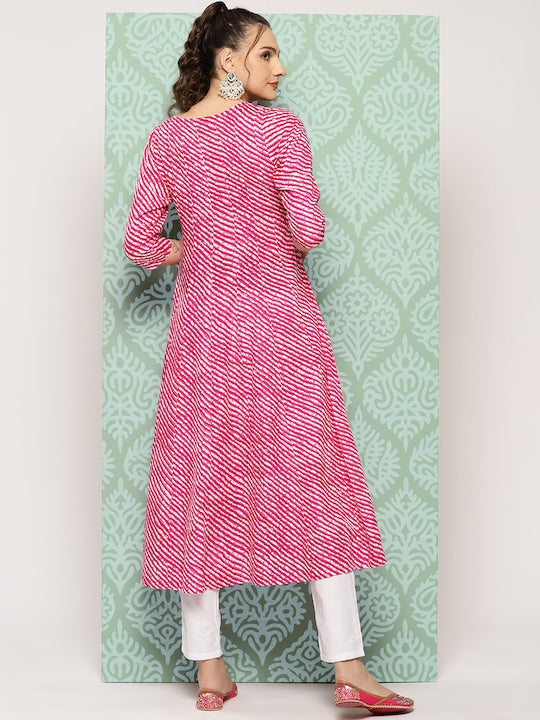 Yufta Leheriya Printed A-Line Kurta