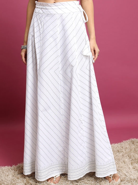 Vishudh Lavender Ethnic Motifs Printed Round Neck Pure Cotton Kurta & Skirt