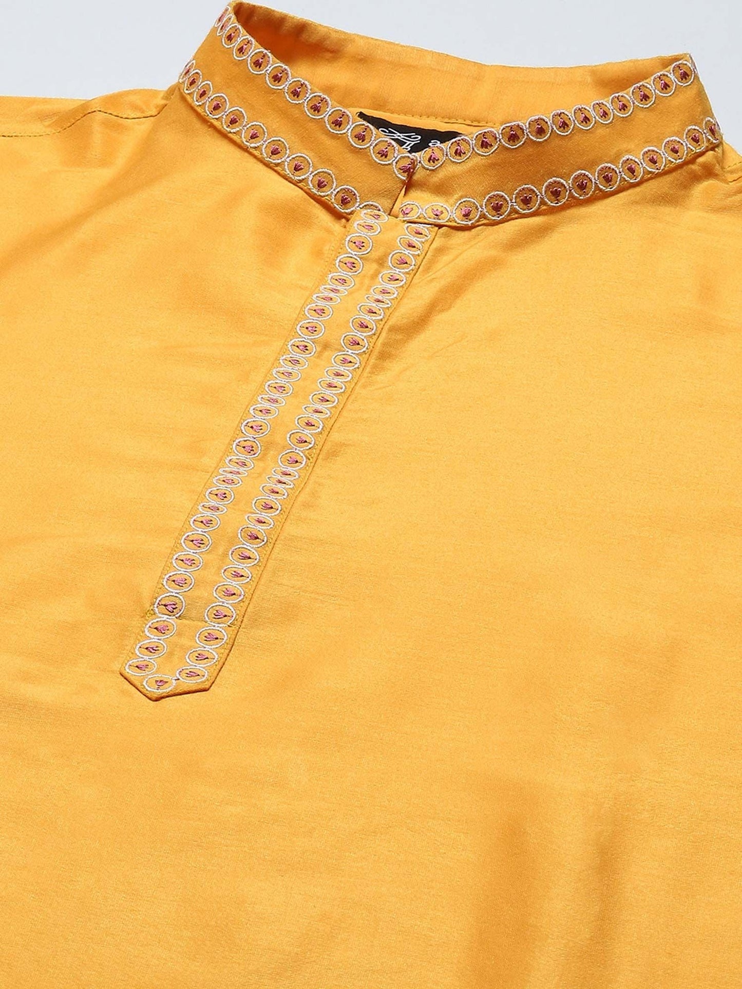 Amodh by Kisah Men Mustard Kurta (Set of 2)