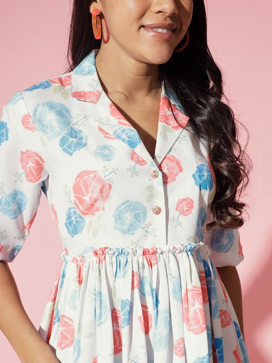 Myshka Floral Print Fit & Flare Midi Dress