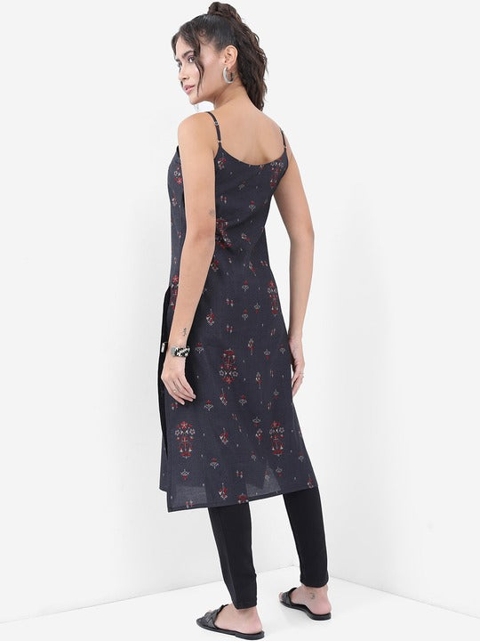 Vishudh Floral Printed Mirror Work Kurta