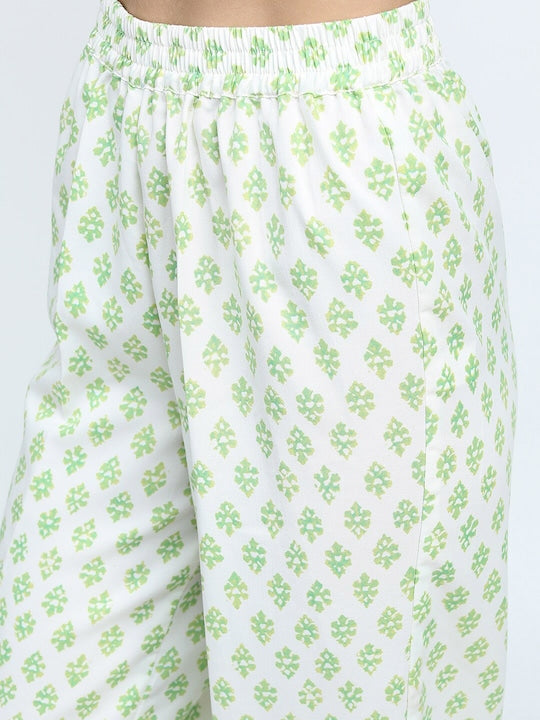 Vishudh Women Pink Floral Yoke Design Cotton Blend Kurta Palazzo With Dupatta