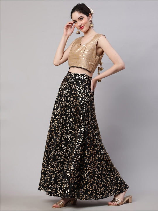 AKS Floral Printed Ready to Wear Lehenga & Blouse With Dupatta