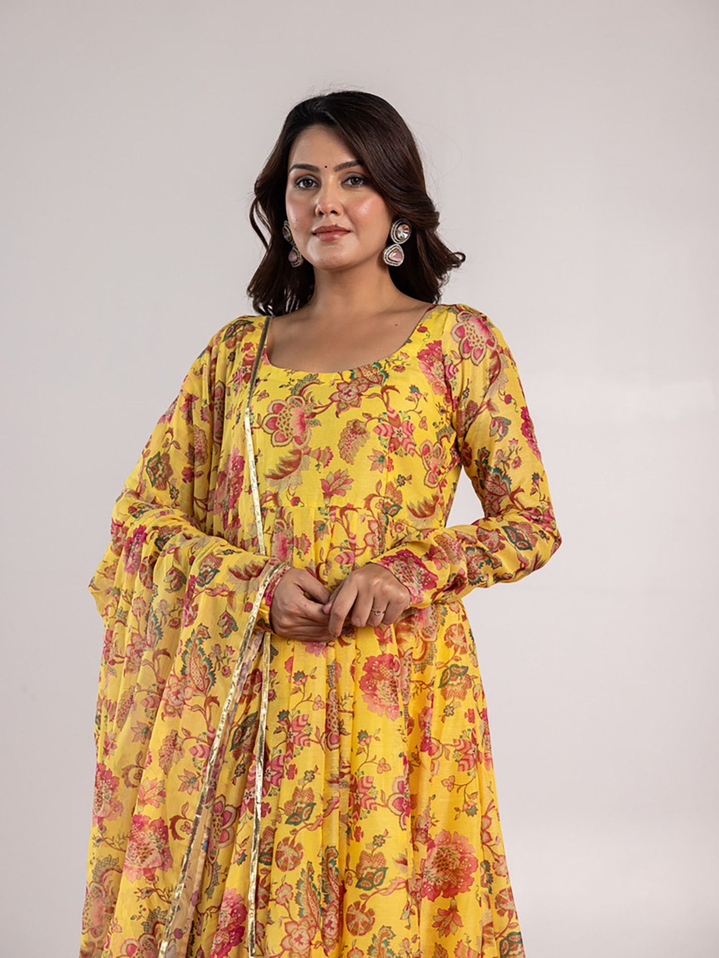 ONEWE INDIA Vishwa Anarkali Kurta with Churidar & Dupatta (Set of 3)