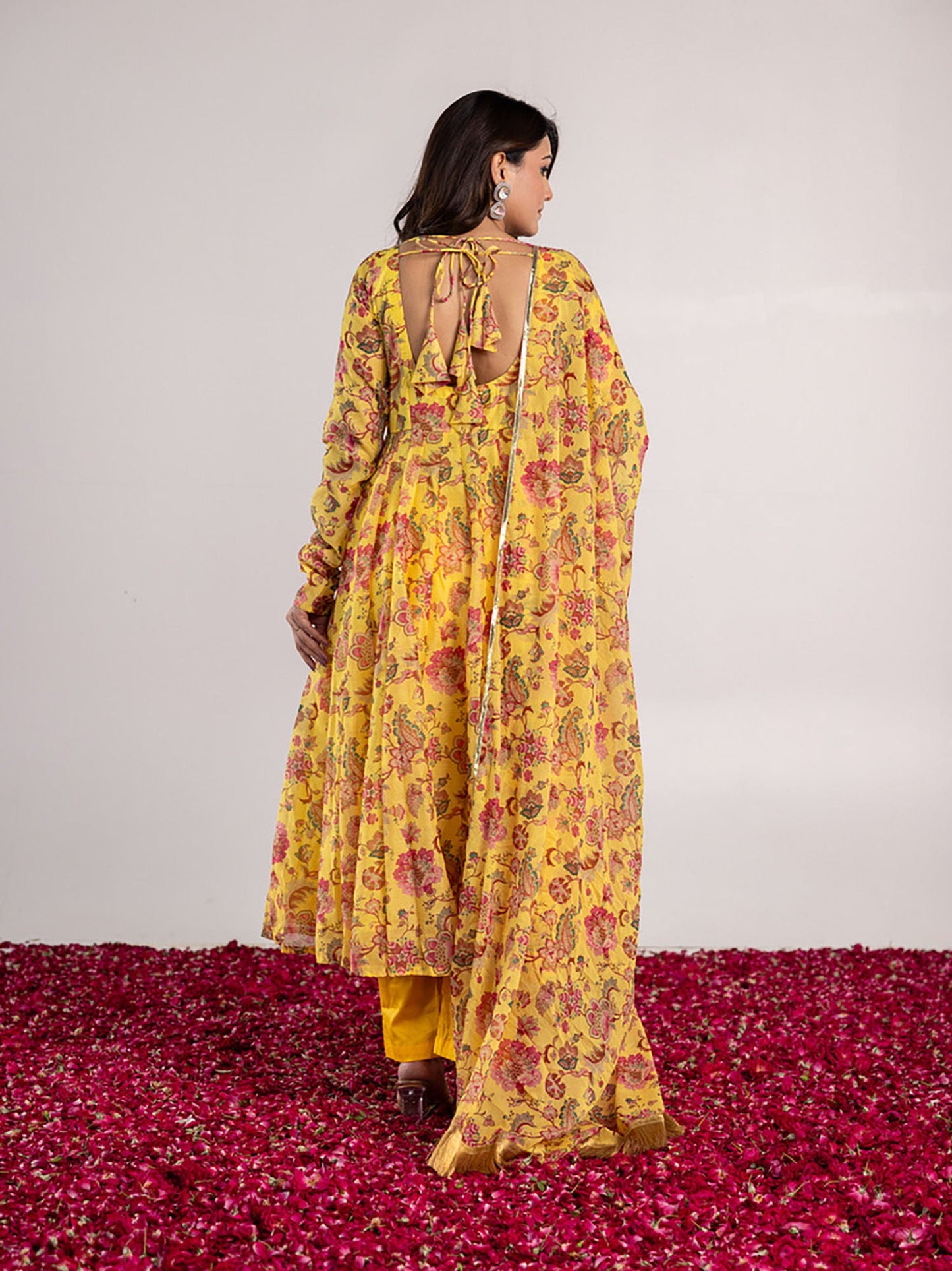 ONEWE INDIA Vishwa Anarkali Kurta with Churidar & Dupatta (Set of 3)