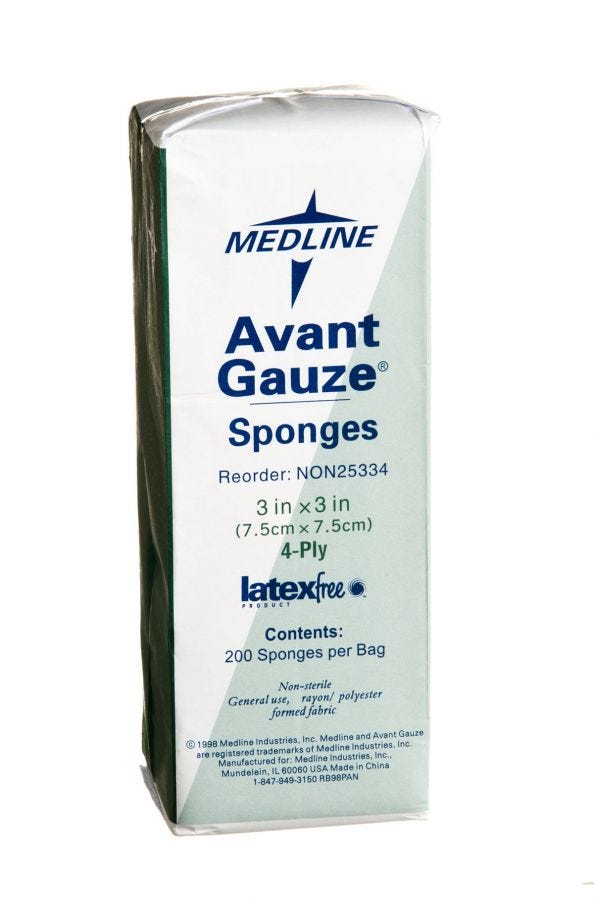 Avant Gauze Non-Woven Non-Sterile Sponges 4 ply 3" x 3" Case of 4000