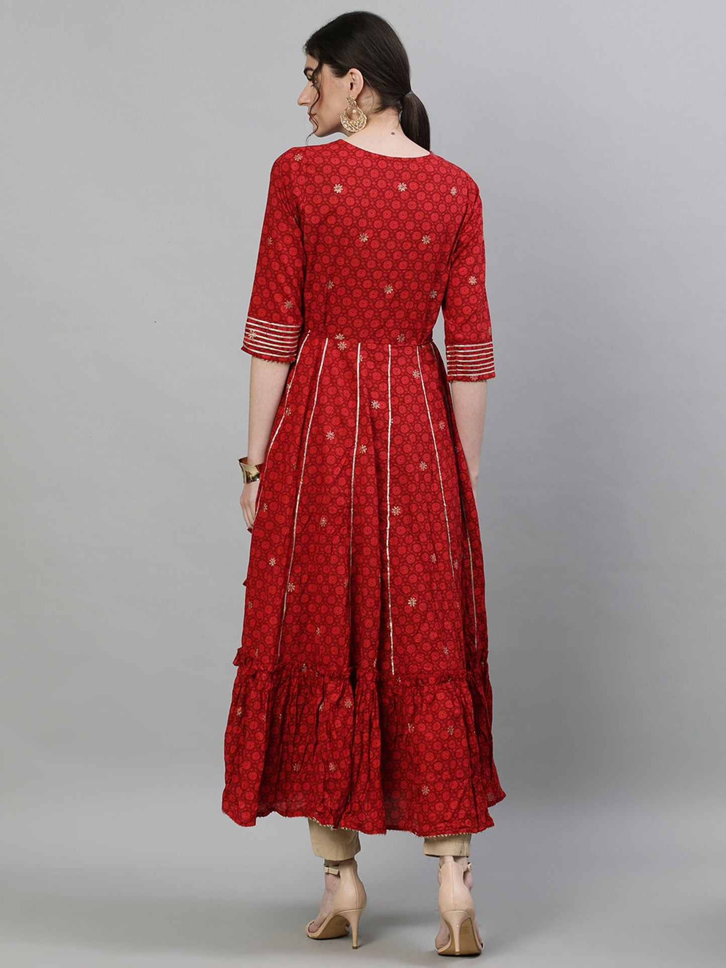 ISHIN Red Mirror Work Kurta