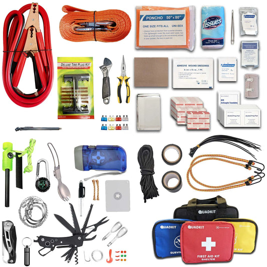 QUADKIT ATV Emergency Kit - Survival Kit & Military Tools Kit 106 Essential Items Camping First Aid Kit Gifts for Men