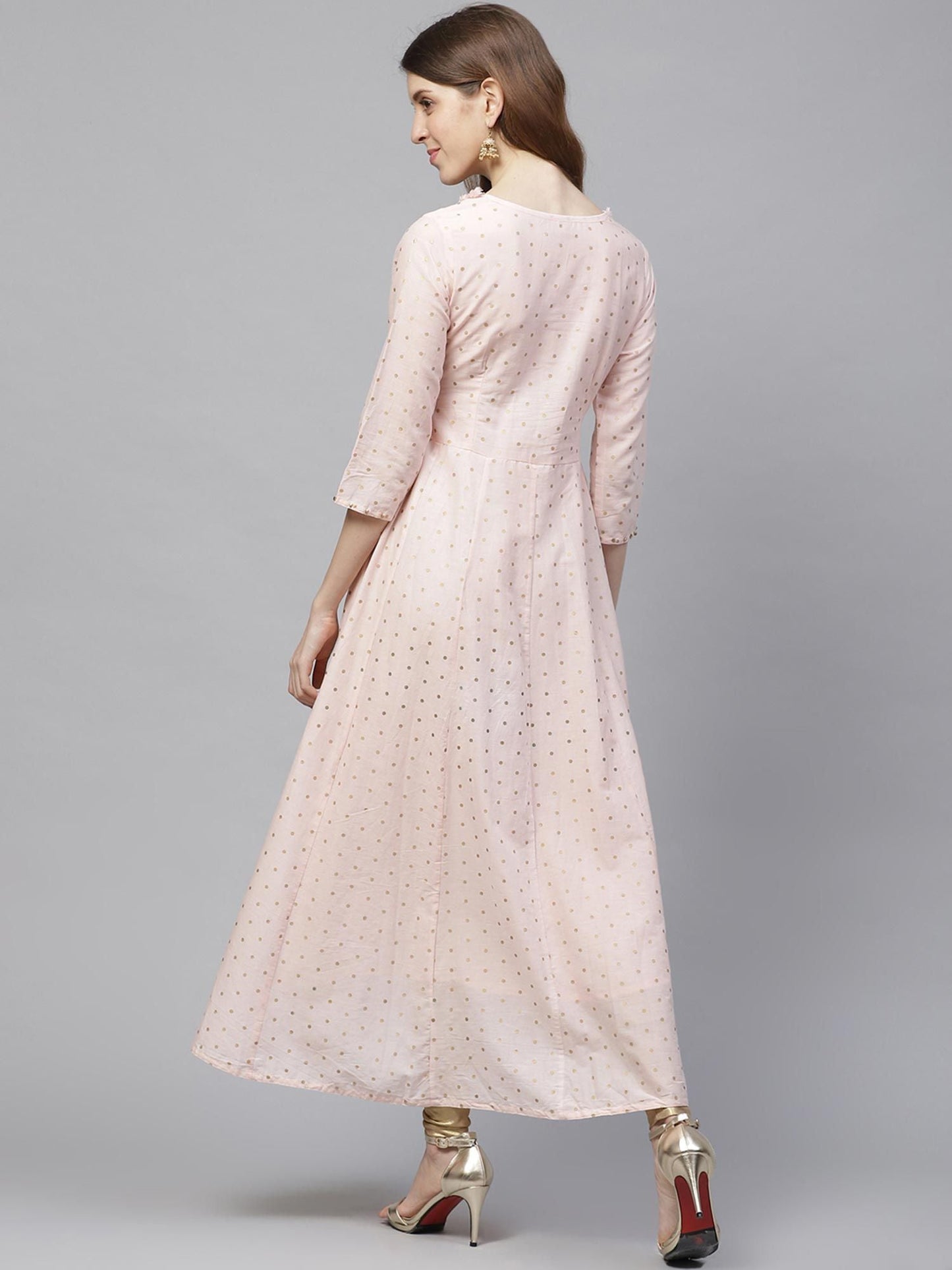 ISHIN Peach Embroidered Kurta